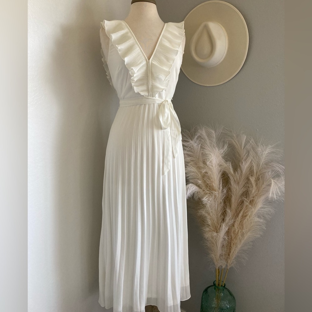 Lulus Loved By You White Pleated Chiffon Maxi Dress - Picture 2 of 8